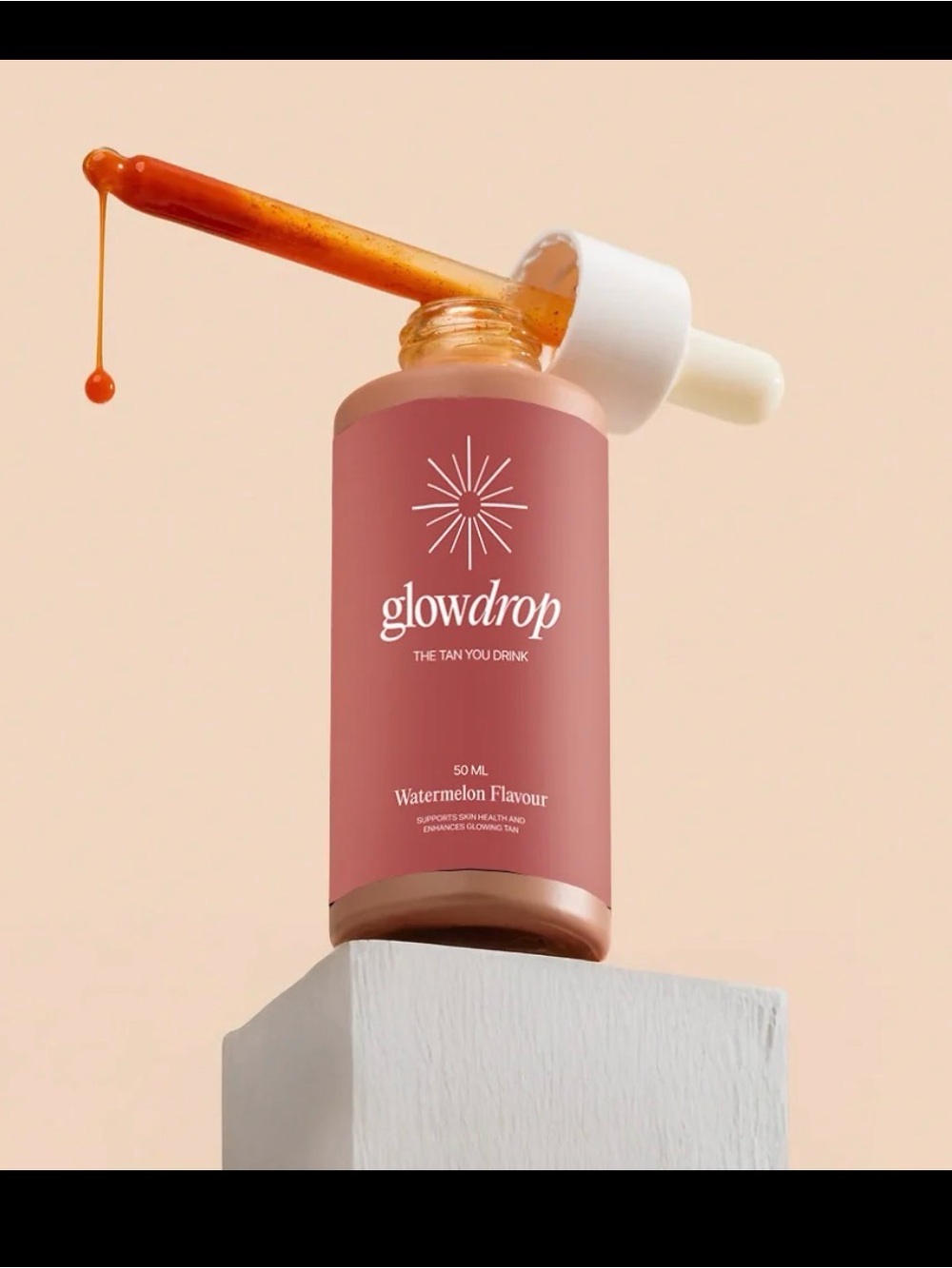 Tanning Drops, Pack of 3 Bottles - Glowdrop Watermelon Flavor, the Tan you drink